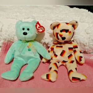 📌Ariel & Deutschland Ty Beanie Bears With Errors Mint Condition